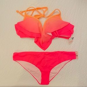 Victorias Secret Pink/Orange Ombré Flounce Set